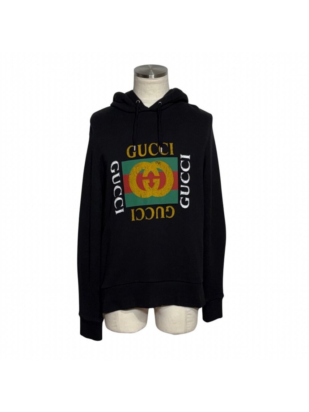 Gucci Vintage Logo Pullover Hoodie Black Cotton XS